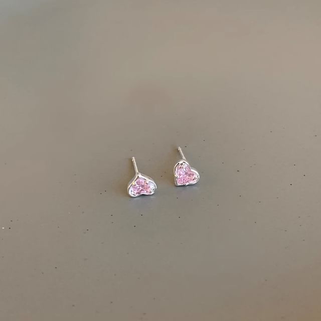 Earring Rhinestone Alloy Heart Stud