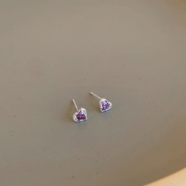 Earring Rhinestone Alloy Heart Stud