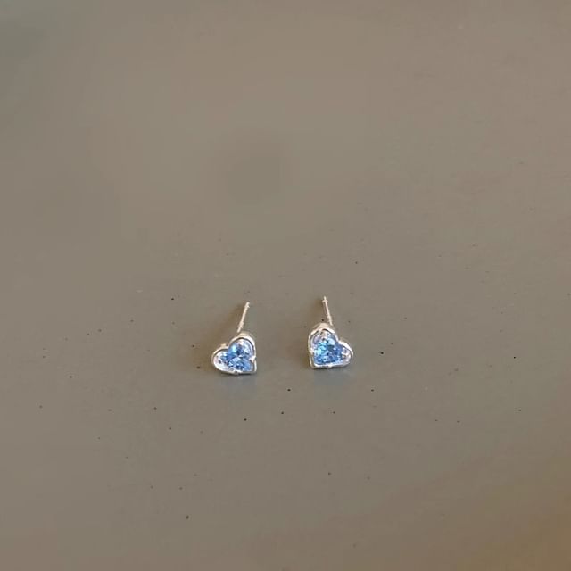 Earring Rhinestone Alloy Heart Stud