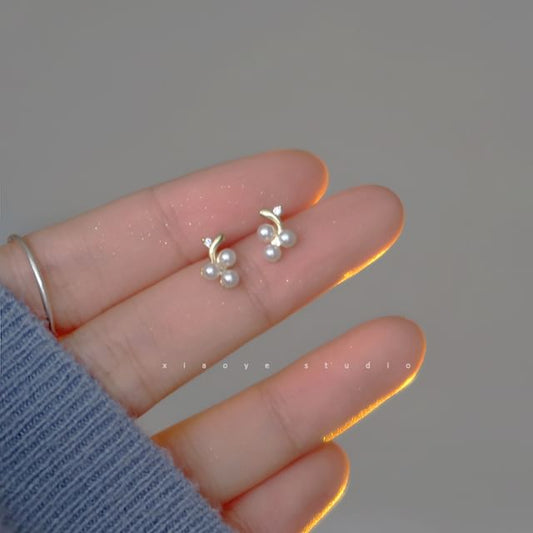 Faux Silver Stud S925 Pearl Sterling Earring