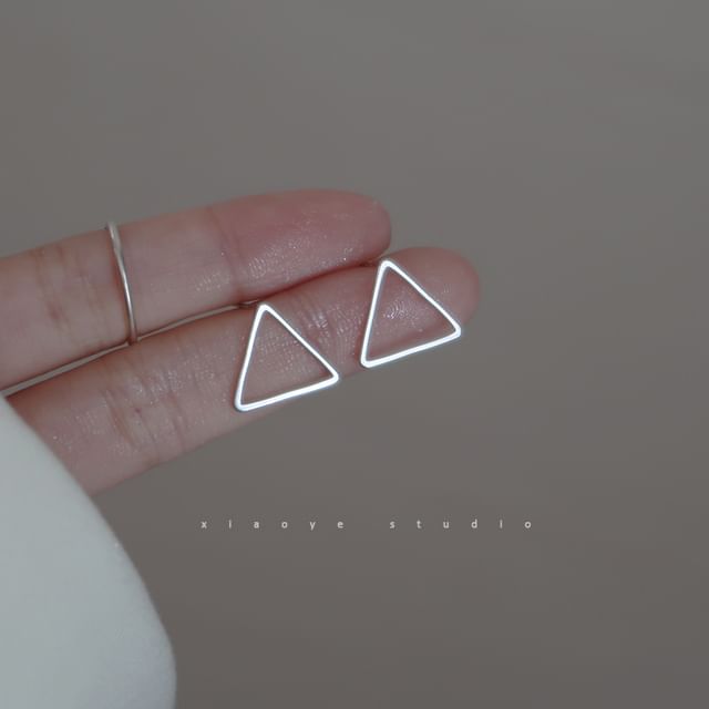 Silver Sterling Triangle Earring S925 Stud