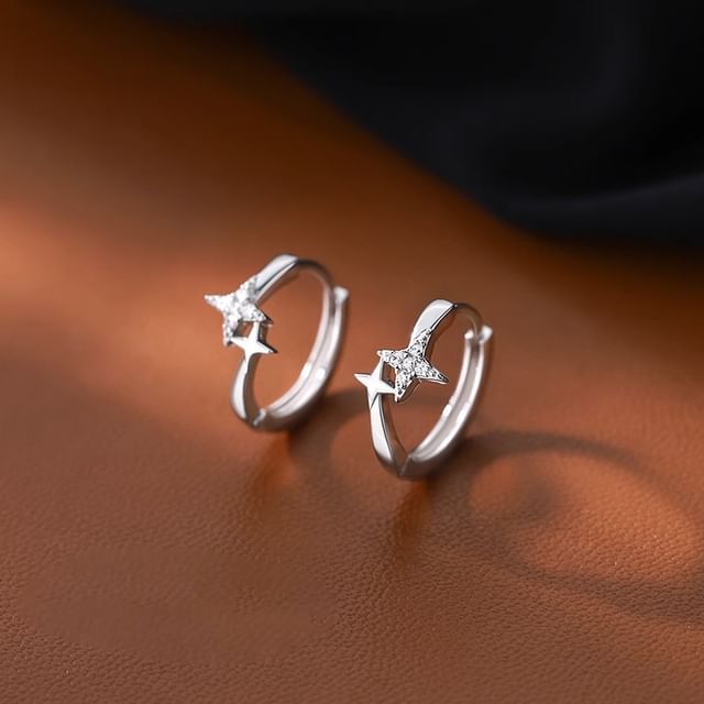 Alloy Rhinestone Hoop Star Earring