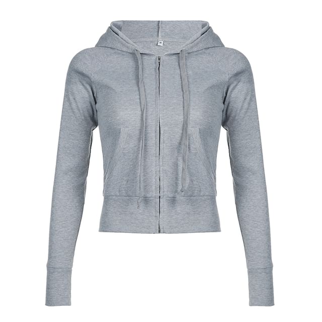 Up Hoodie Plain Zip Drawstring