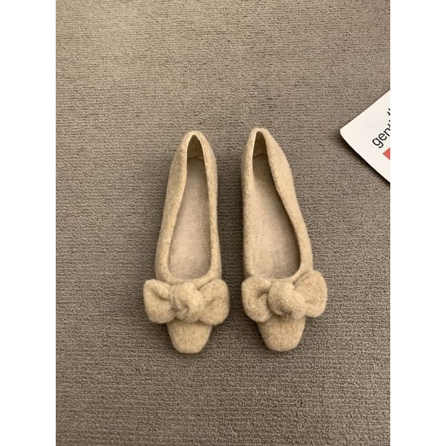 Wool Toe Square Bow Flats