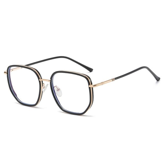 Frame Light Blue Eyeglasses Square Blocking Metal