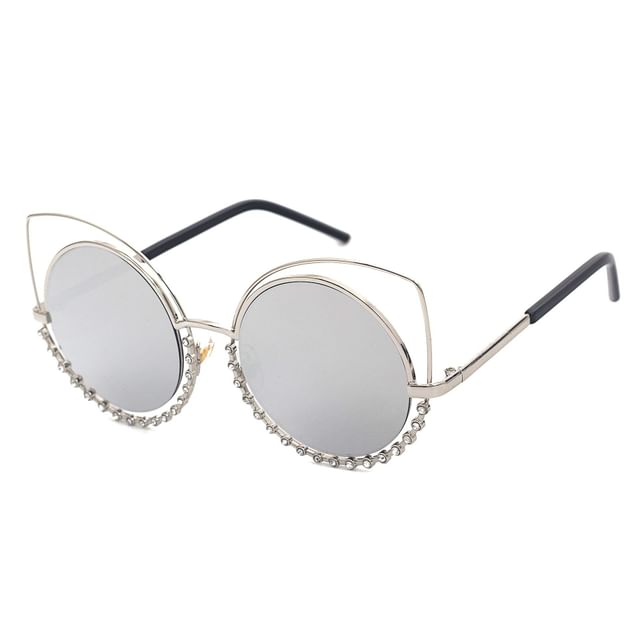 Sunglasses Metal Rhinestone Frame Cat Eye