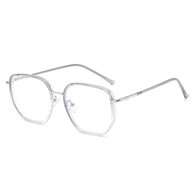 Frame Light Blue Eyeglasses Square Blocking Metal