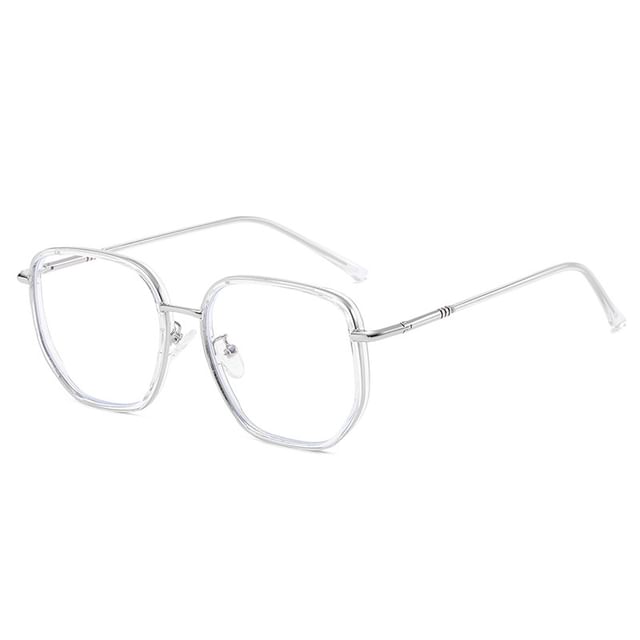 Frame Light Blue Eyeglasses Square Blocking Metal