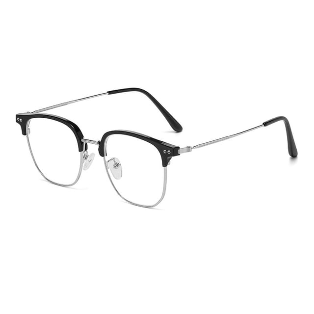Eyeglasses Blue Frame Light Square Metal Blocking