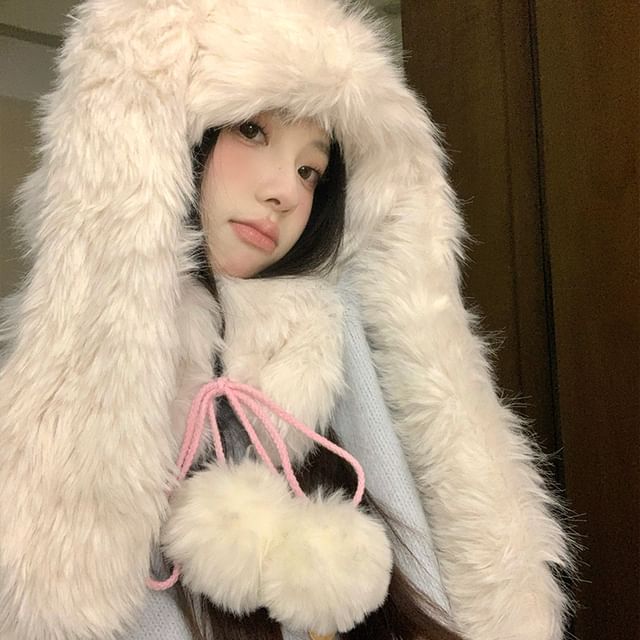 Hat Trapper Pom Rabbit Ear