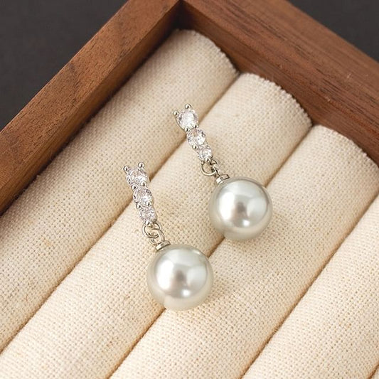 Faux Alloy Earring Dangle Pearl Rhinestone