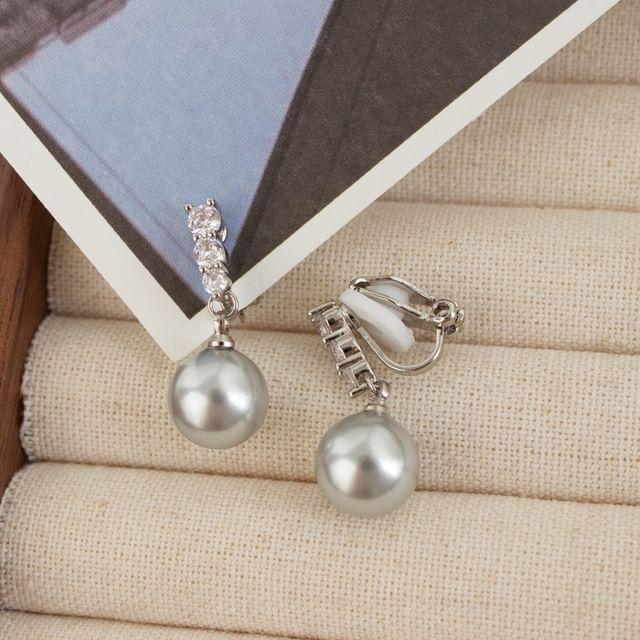 Faux Alloy Earring Dangle Pearl Rhinestone