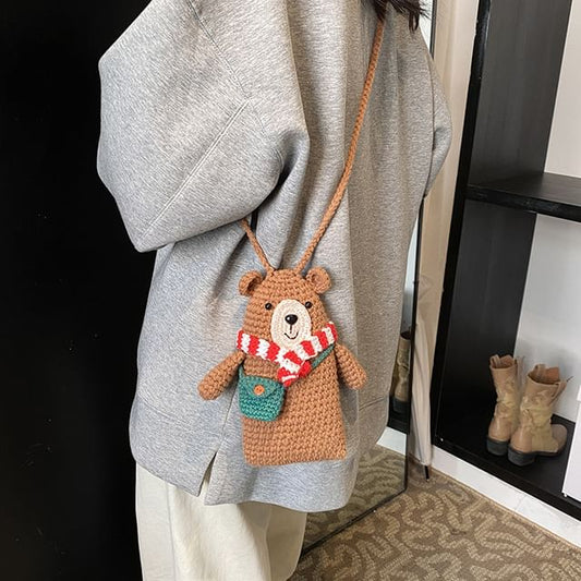 Crossbody Bag Phone Bear Mobile Knit