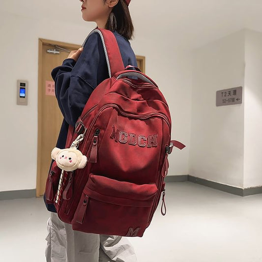 Applique / Tie Lettering Backpack Nylon Set Bag Dye Laptop Charm