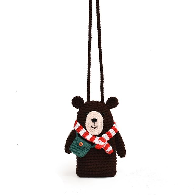 Mobile Crossbody Bag Phone Knit Bear