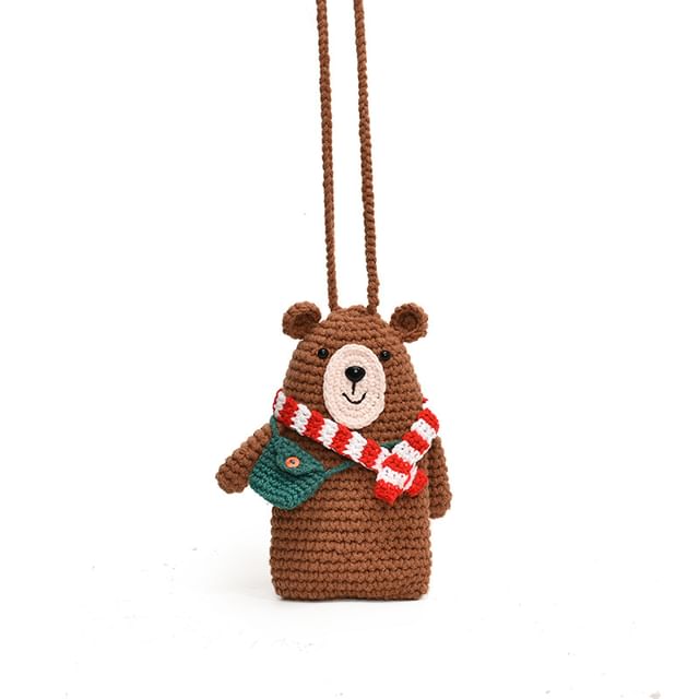 Mobile Crossbody Bag Phone Knit Bear