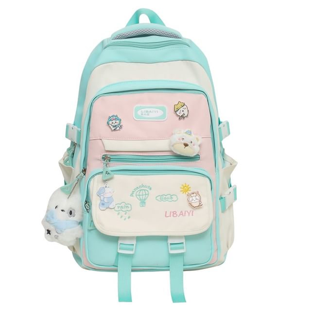 / Set Bag Nylon Charm Backpack Embroidered Tote Laptop