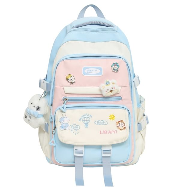 / Set Bag Nylon Charm Backpack Embroidered Tote Laptop