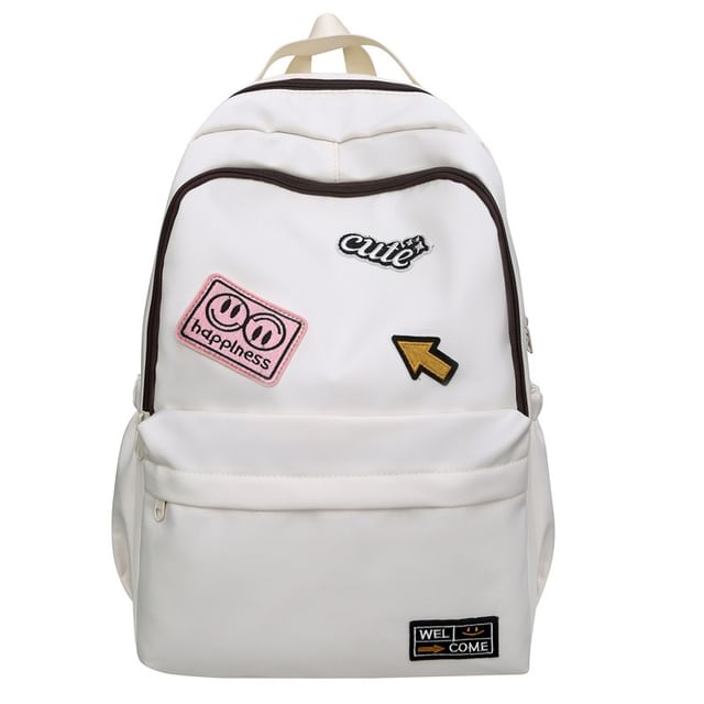 Laptop Lettering Applique Nylon Backpack