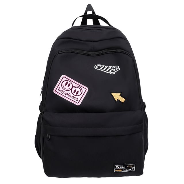 Lettering Laptop Nylon Backpack Applique