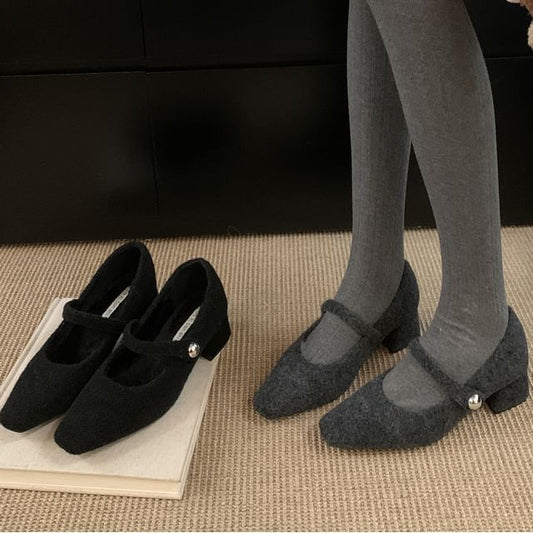 Mary Heel Pumps Toe Block Square Jane