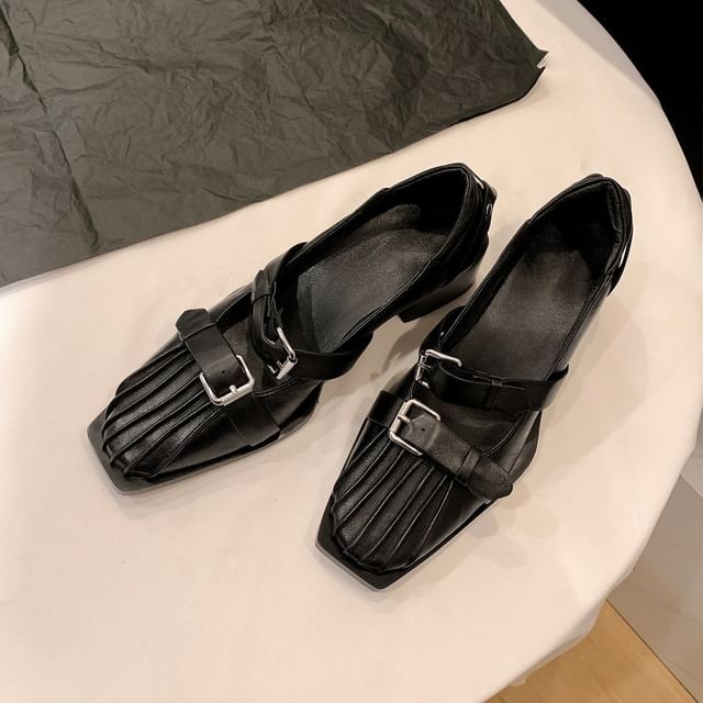 Jane Heel Toe Buckle Pumps Mary Block Square