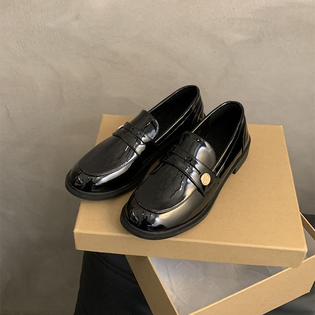 Patent Leather / Faux Penny Loafers