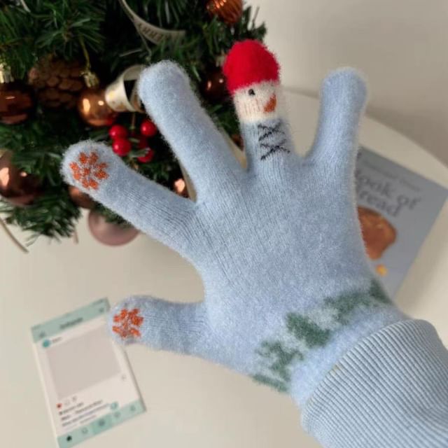 Gloves Snowman Print