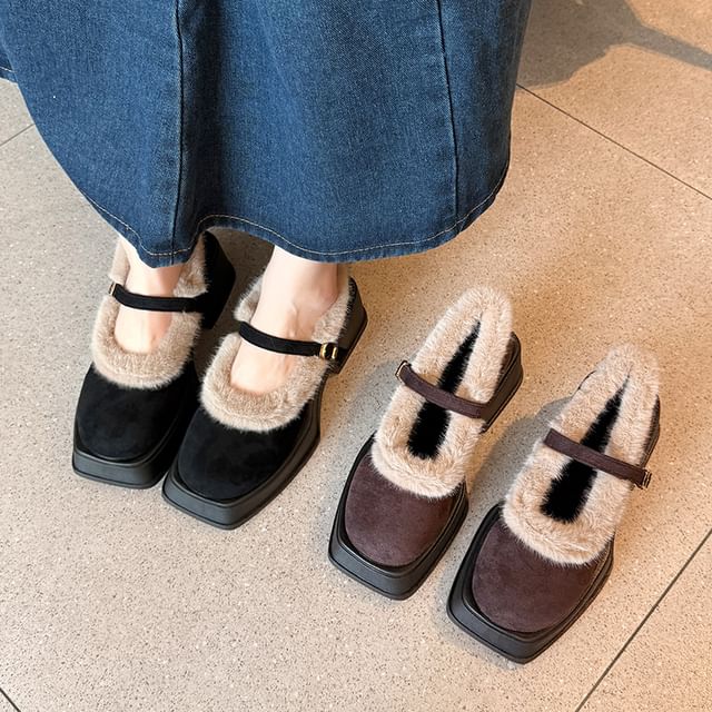 Jane Shoes Mary Square-Toe Platform Chunky Heel