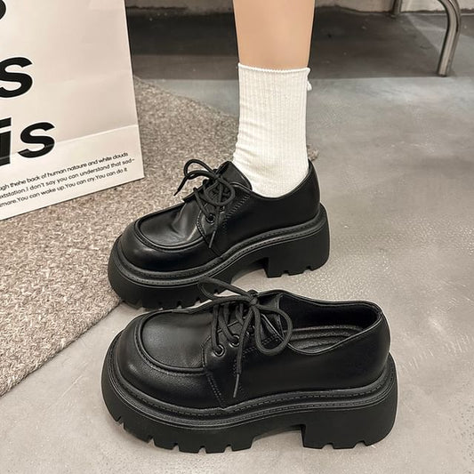 Platform Chunky Shoes Heel Lace-Up