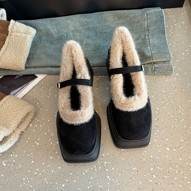 Jane Shoes Mary Square-Toe Platform Chunky Heel