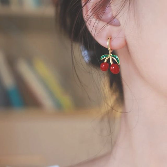 Clip-On Drop Earring Cherry /