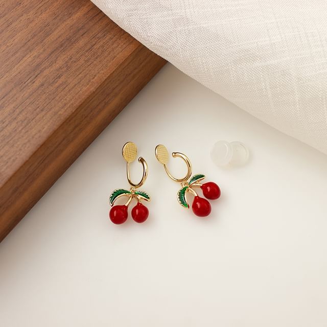 Clip-On Drop Earring Cherry /