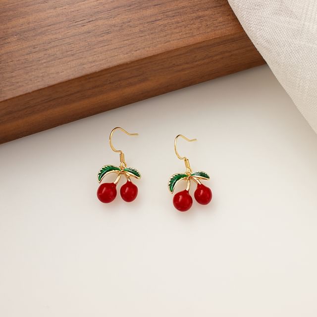 Clip-On Drop Earring Cherry /