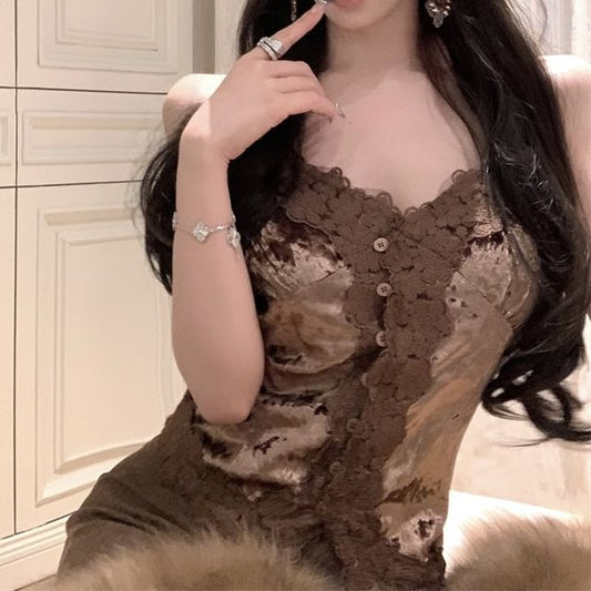 Cami Corp Frill Trim Top Plain