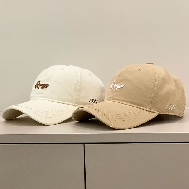 Letter Cap Distressed Embroidered