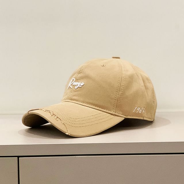 Letter Cap Distressed Embroidered