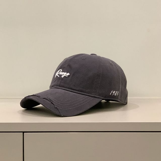 Letter Cap Distressed Embroidered