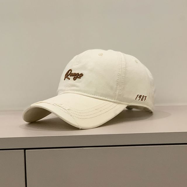 Letter Cap Distressed Embroidered
