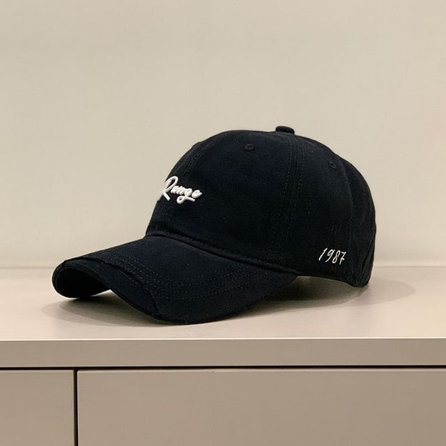 Letter Cap Distressed Embroidered