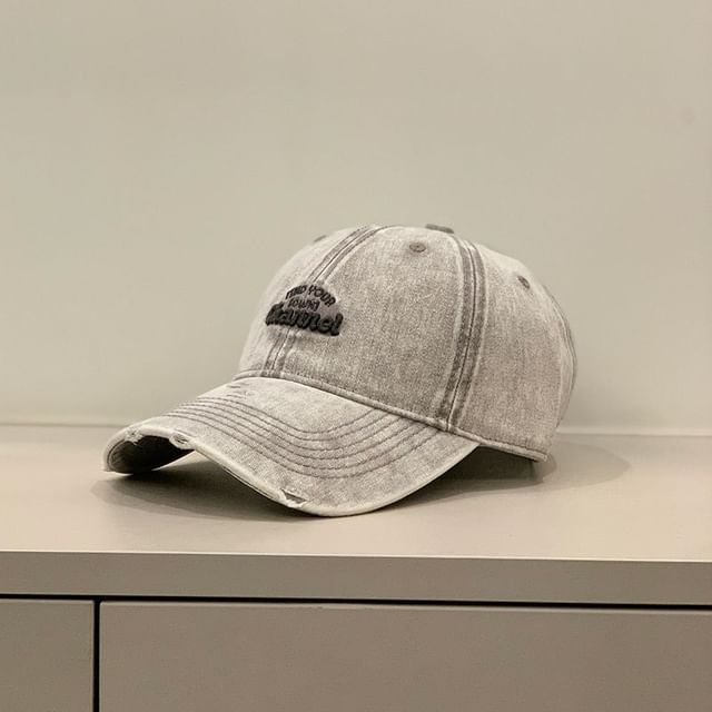 Letter Distressed Cap Embroidered Washed