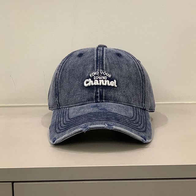 Letter Distressed Cap Embroidered Washed