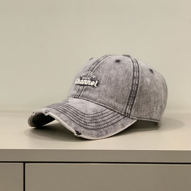 Letter Distressed Cap Embroidered Washed
