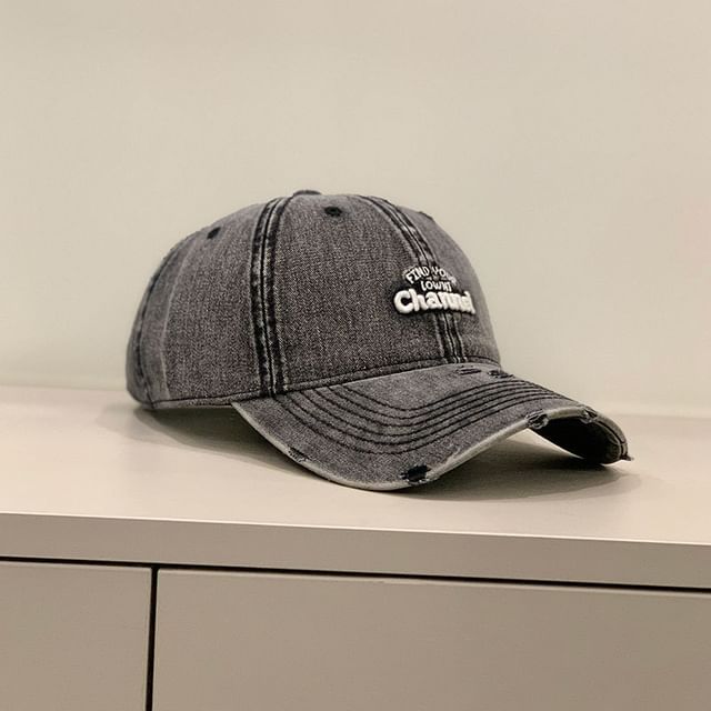 Letter Distressed Cap Embroidered Washed
