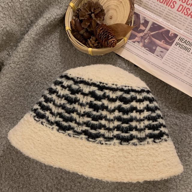 Hat Bucket Fluffy Striped