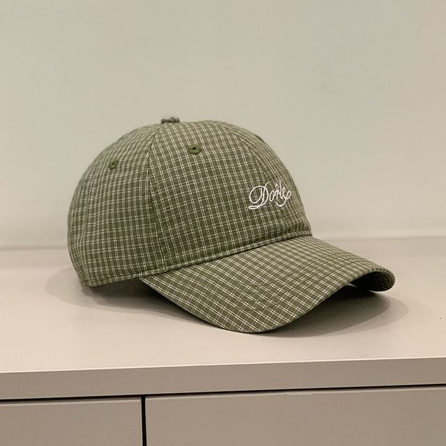 Letter Gingham Embroidered Cap