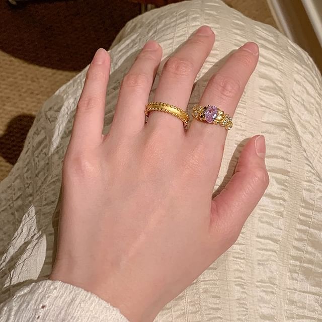 Brushed Open Ring Alloy Rhinestone / Set