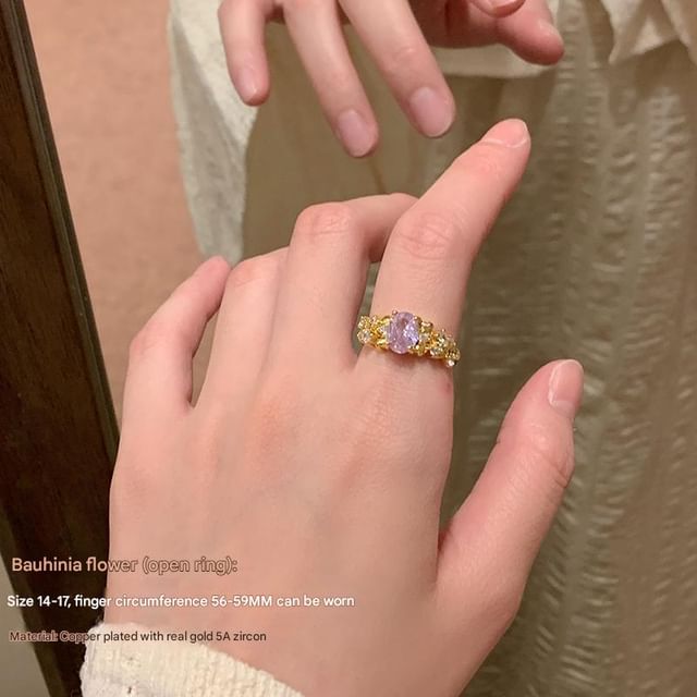 Brushed Open Ring Alloy Rhinestone / Set