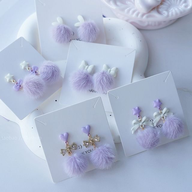 Drop / Stud Clip On Earring Pom