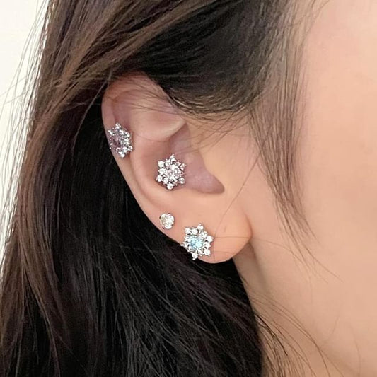 Rhinestone Snowflake Earring Stud
